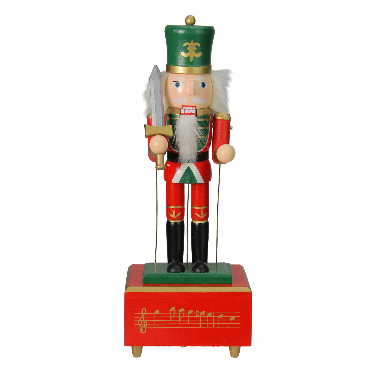 12" Red and Green Musical and Animated Guard Christmas Nutcracker