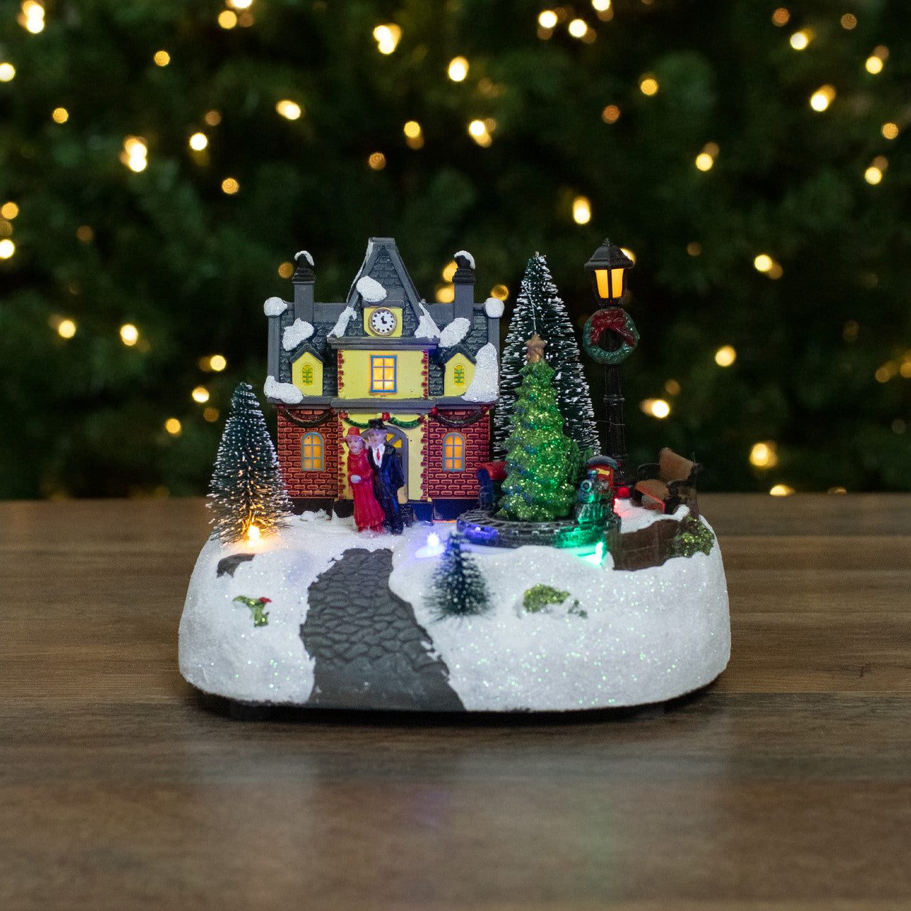 7" Lighted Christmas Village with Moving Train