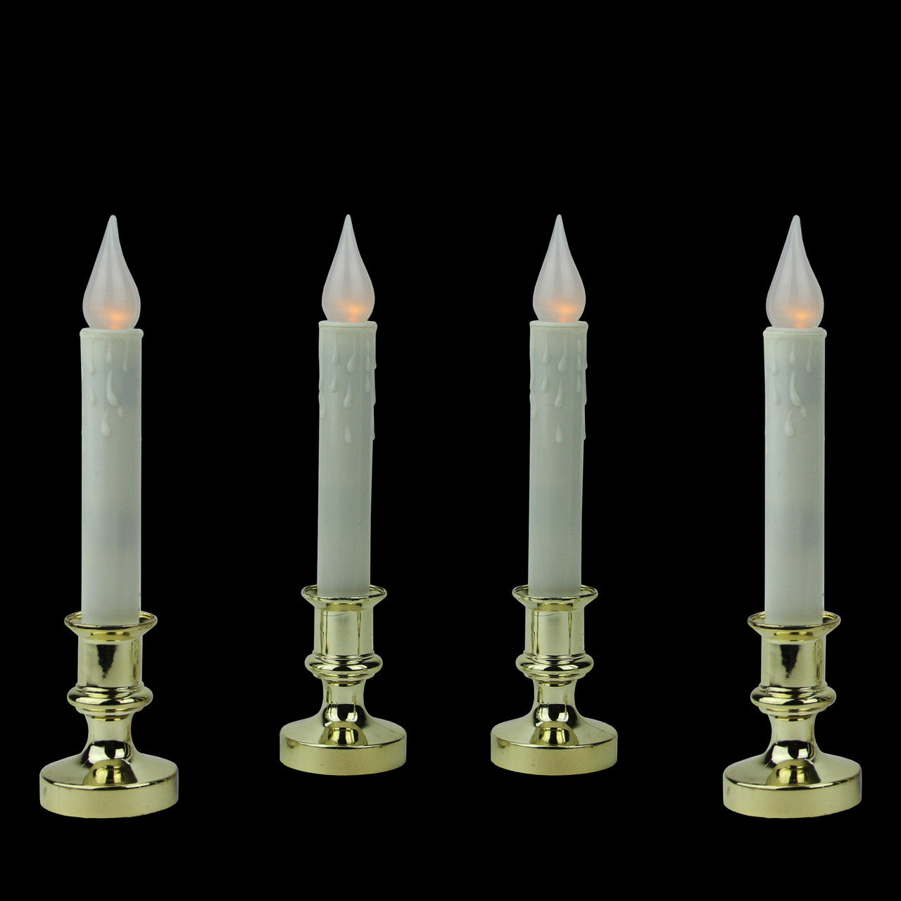 Set of 4 White and Gold LED C5 Flickering Window Christmas Candle Lamp with Timer 8.5"