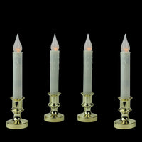 Thumbnail for Set of 4 White and Gold LED C5 Flickering Window Christmas Candle Lamp with Timer 8.5