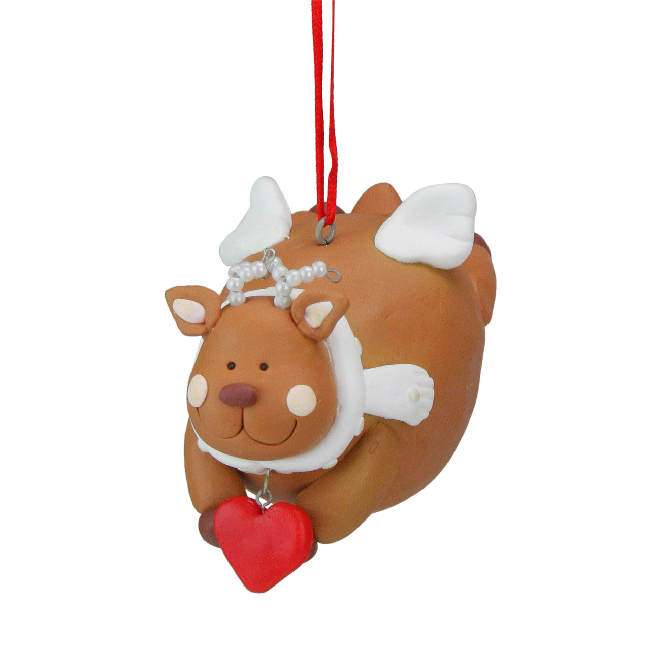 Club Pack of 12 Brown and White Chubby Reindeer Angel Christmas Ornaments 4"