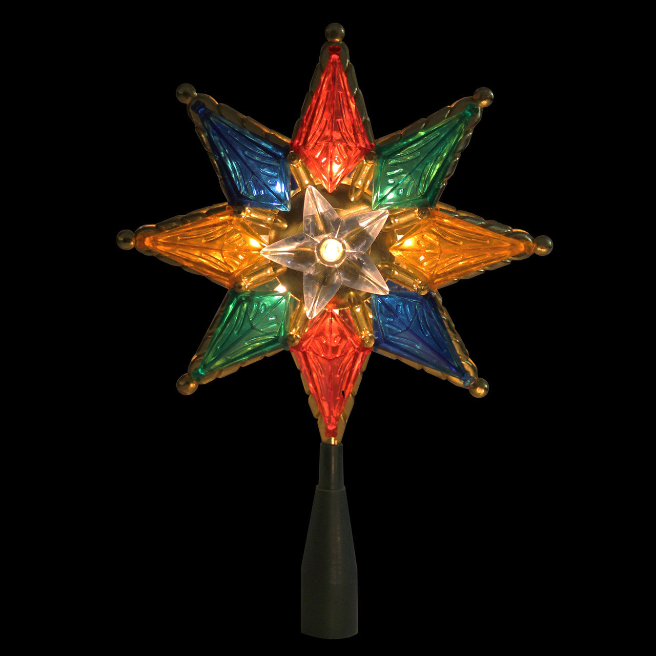 8" Lighted Multi Color 8-Point Star Christmas Tree Topper - Clear Lights