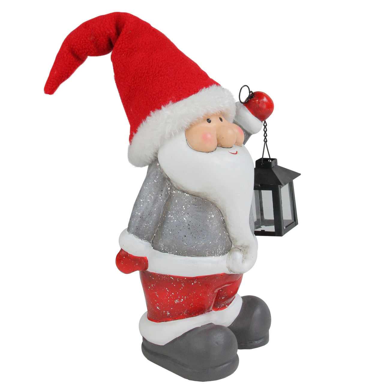 12.5" Joyful Santa Claus Gnome with Lantern Christmas Figure