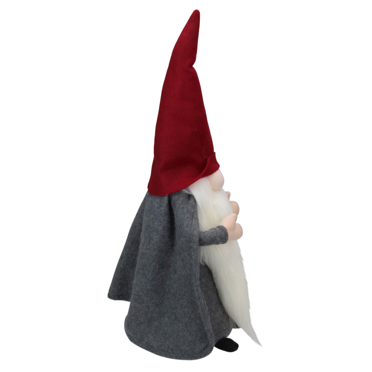 18" Gray and Red Standing Big Nose Gnome Holding a Stick