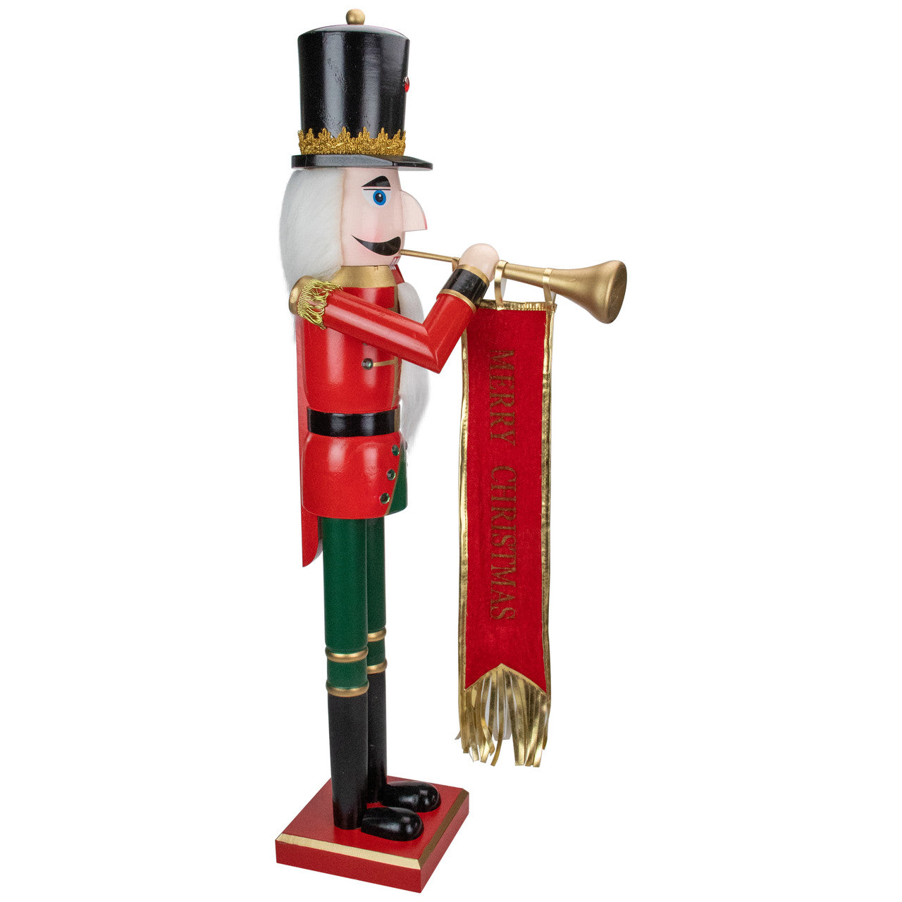 36" Red and Green Christmas Nutcracker Soldier with Horn