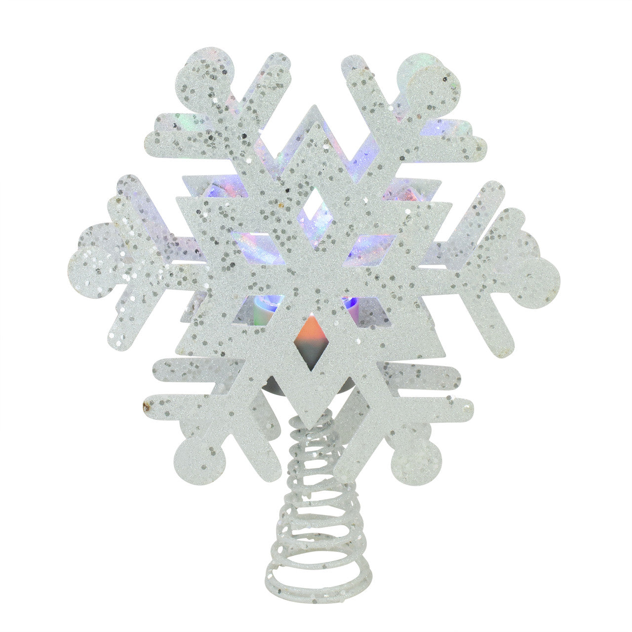 12" Lighted White Snowflake Christmas Tree Topper - Multicolor Lights