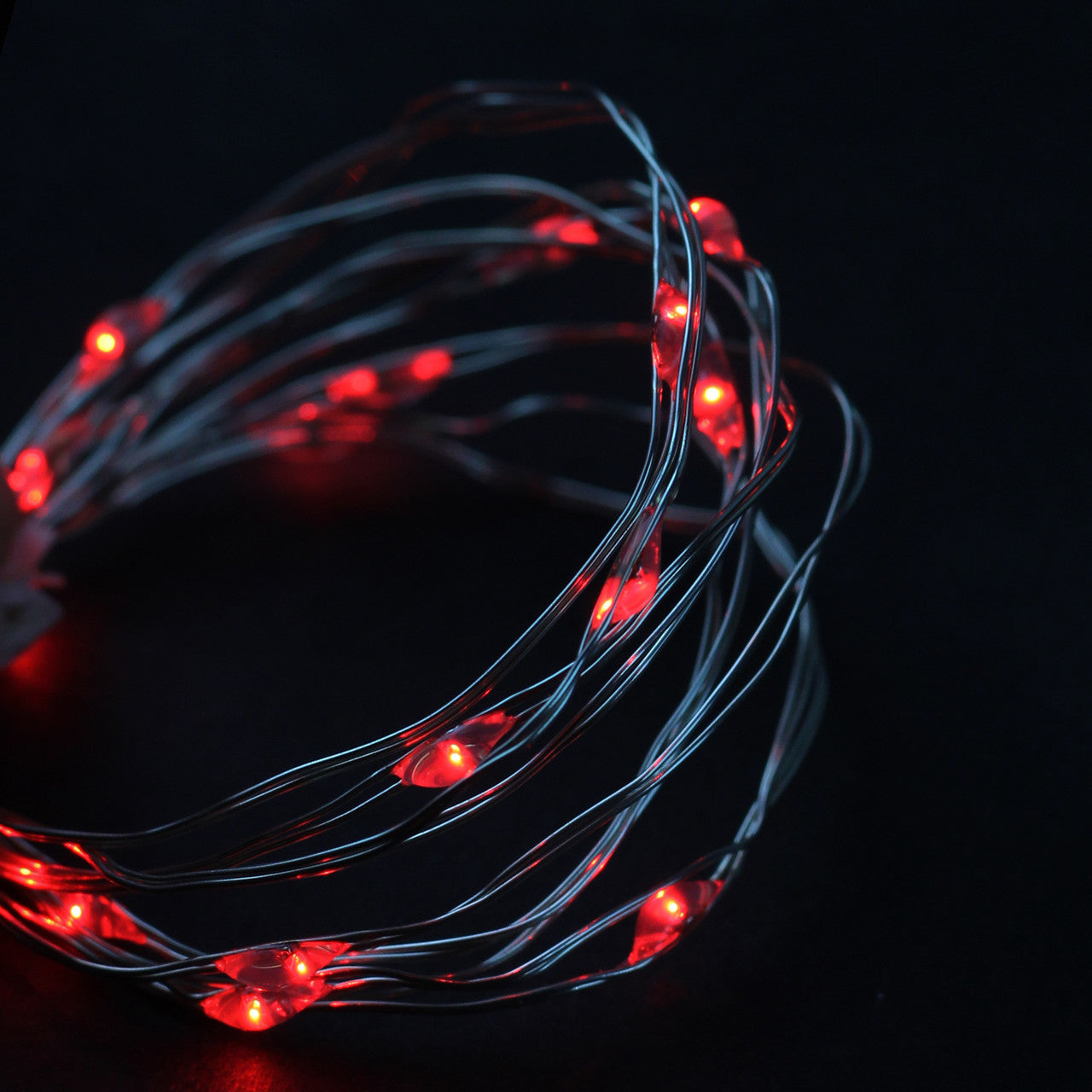 18 Battery Operated Red LED Micro Fairy Christmas Lights - 4.25 ft Silver Wire