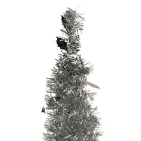 6' Silver Tinsel Pop-Up Artificial Christmas Tree, Unlit