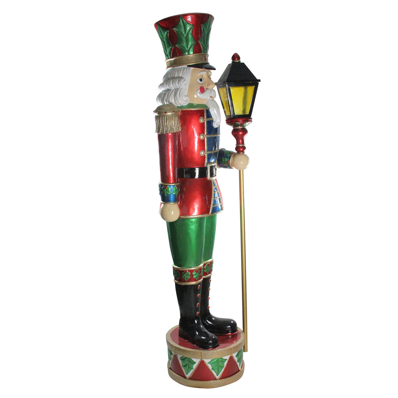 6' Red and Green Commercial Christmas Nutcracker Holding Street Lamp Outdoor Decor