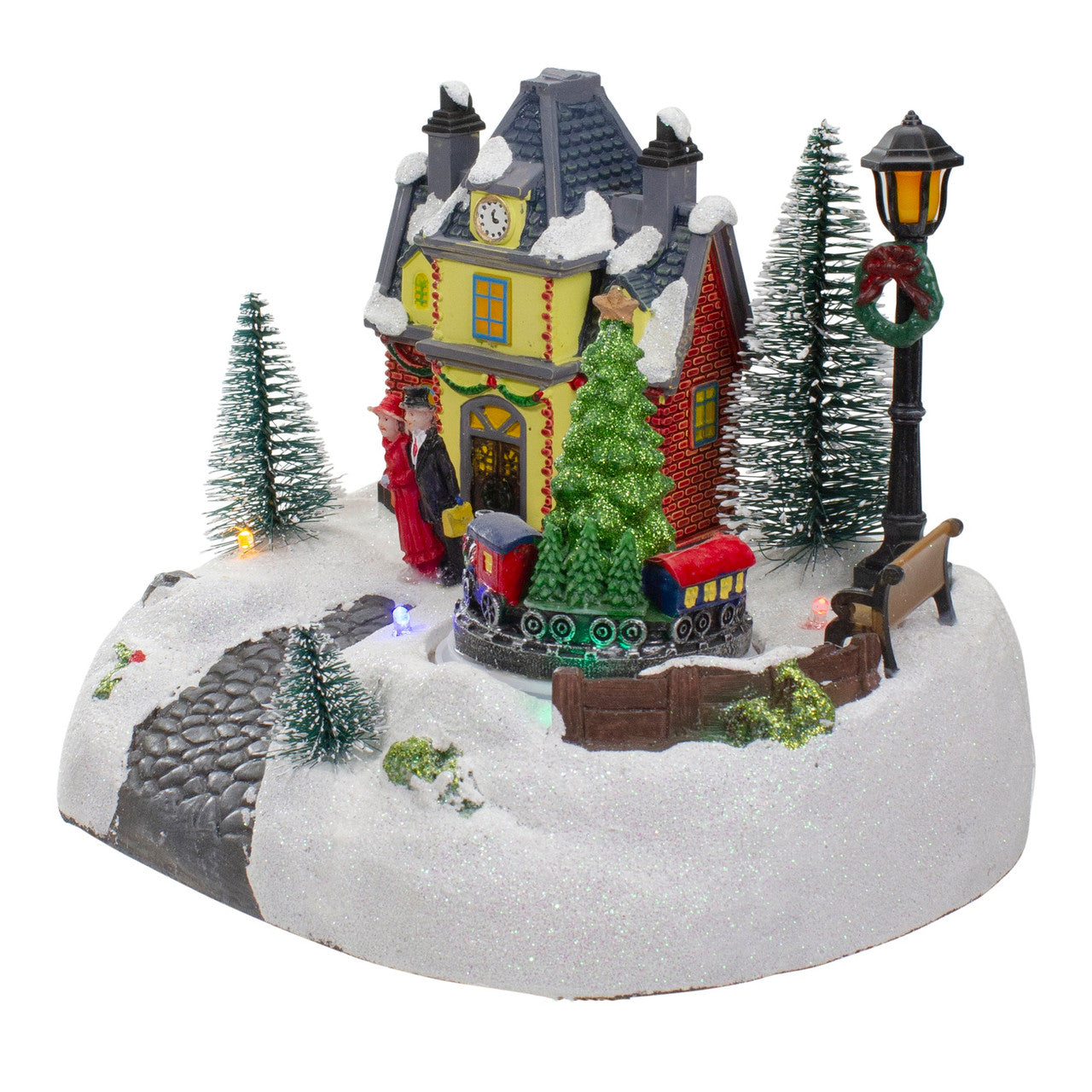 7" Lighted Christmas Village with Moving Train