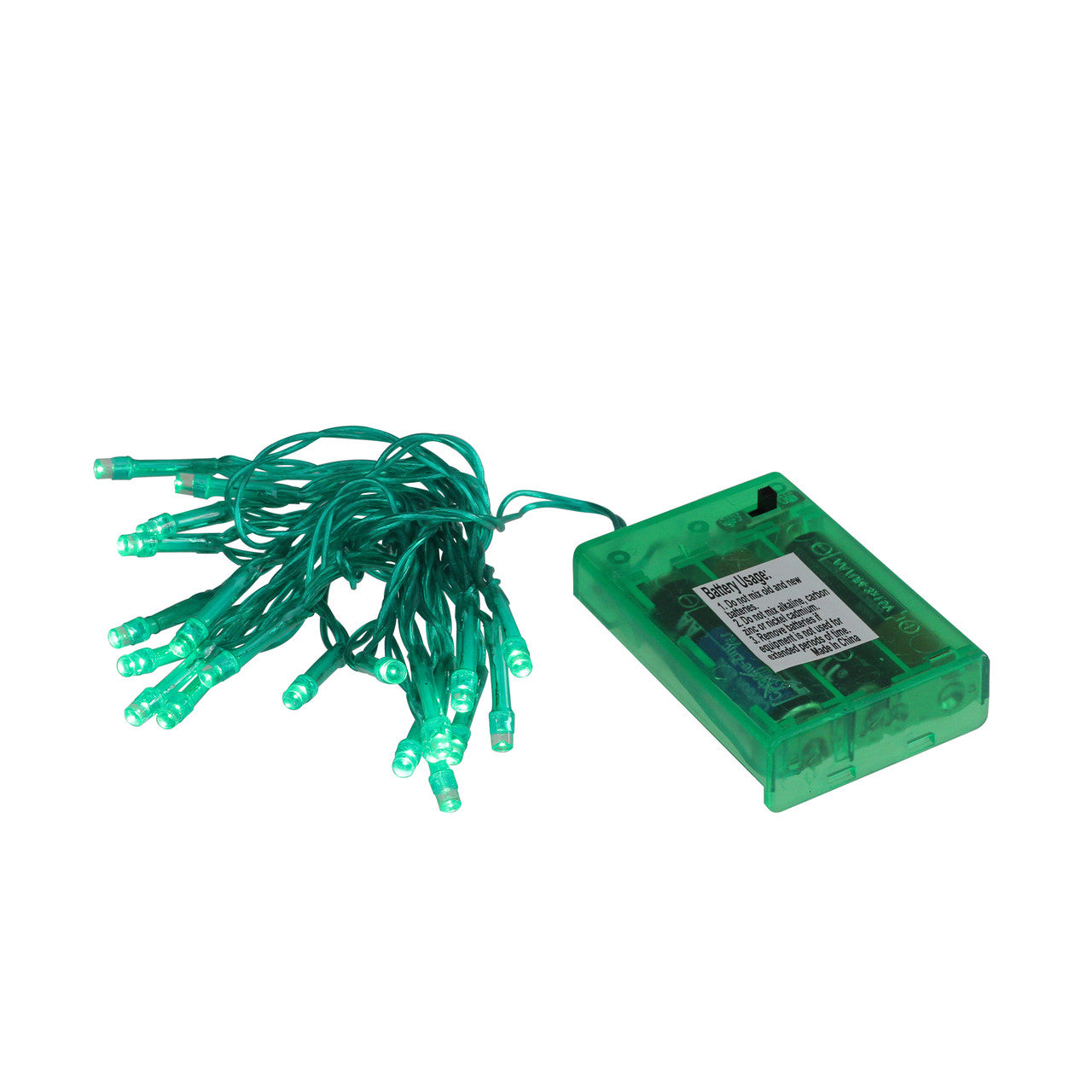 20 Battery Operated Green LED Wide Angle Mini Christmas Lights - 6.4 ft Green Wire