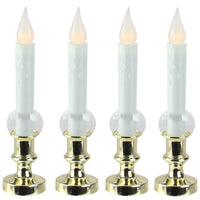 Thumbnail for Set of 4 White and Gold LED C5 Flickering Window Christmas Candle Lamp with Timer 8.5