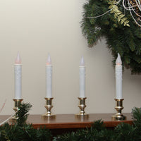 Thumbnail for Set of 4 White and Gold LED C5 Flickering Window Christmas Candle Lamp with Timer 8.5