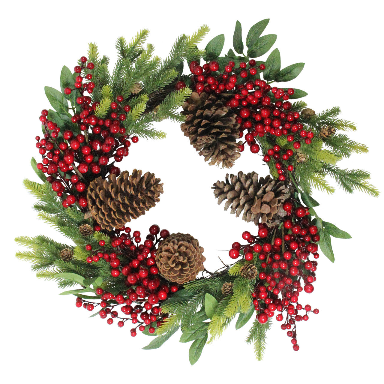 Pine Cone and Berry Artificial Christmas Wreath, 22-Inch, Unlit