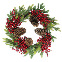 Thumbnail for Pine Cone and Berry Artificial Christmas Wreath, 22-Inch, Unlit