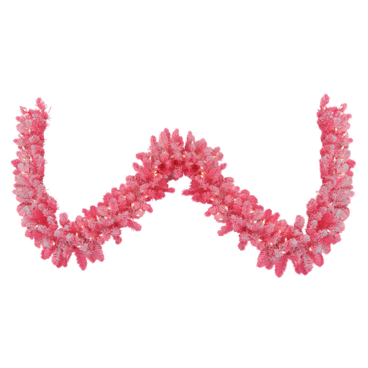 9' x 12" Pre-lit Flocked Pink Artificial Christmas Garland - Clear Lights