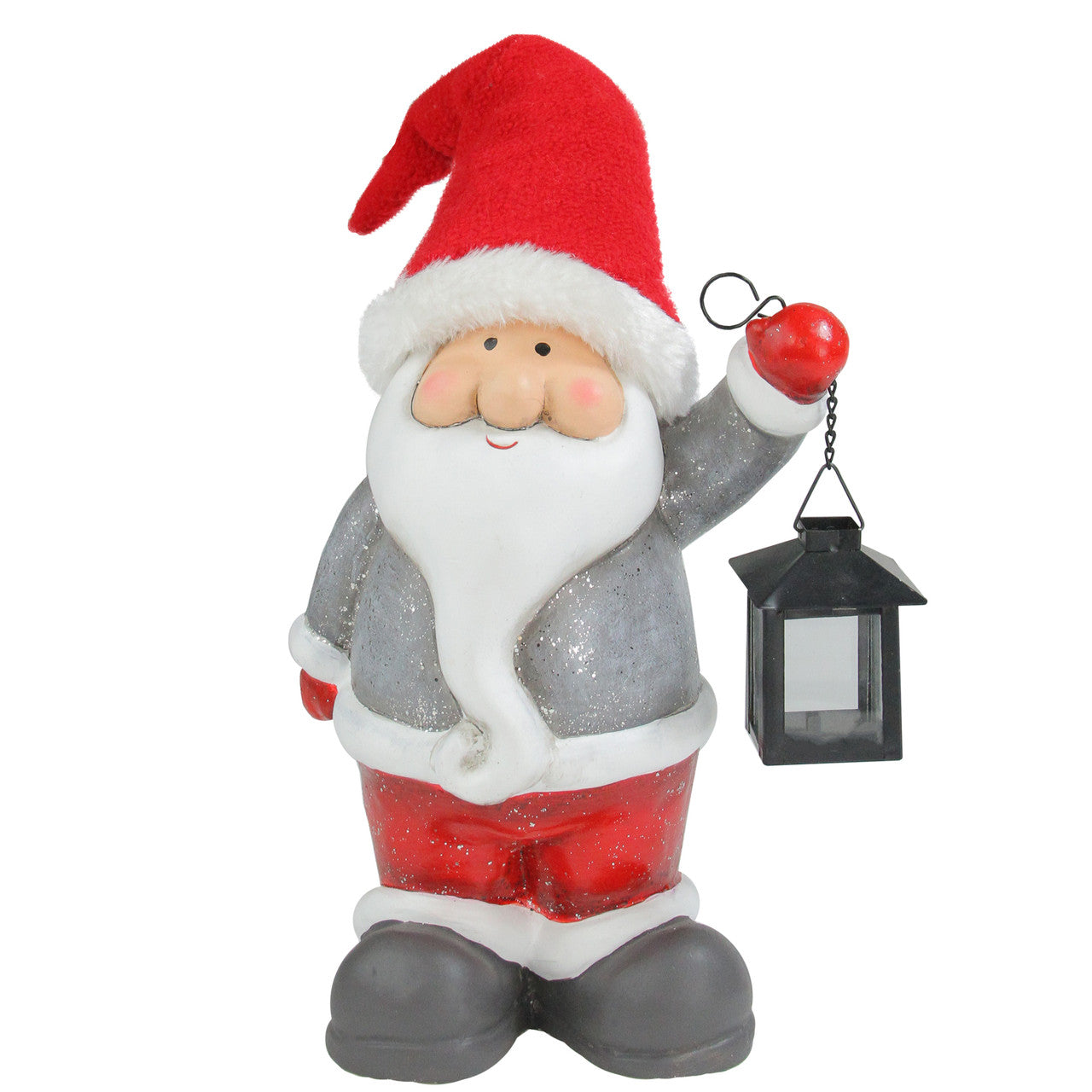 12.5" Joyful Santa Claus Gnome with Lantern Christmas Figure