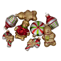 Pack of 8 Gold and Red Gingerbread Men with Sweet Treats Christmas Ornaments 3