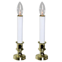 Set of 2 White and Gold Christmas Candle Lamps 9