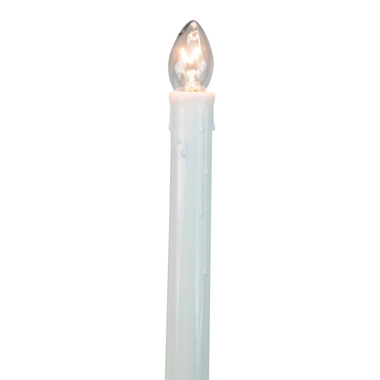 10 White C7 Candle Pathway Markers Christmas Lights - 8" White Wire