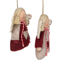 Thumbnail for Set of 2 Gray and Red Angel Christmas Ornaments 3.5