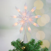 9-Inch Lighted White Snowflake Christmas Tree Topper - Clear Lights