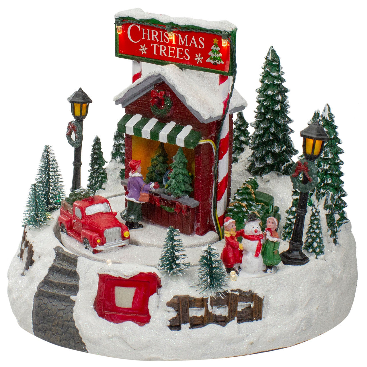 9" Lighted and Animated Christmas Tree Farm Winter Scene with Moving Cars