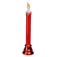 Thumbnail for Red LED Glittered Flameless Christmas Candle Lamp - 9.25 Inch