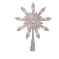 9-Inch Lighted White Snowflake Christmas Tree Topper - Clear Lights