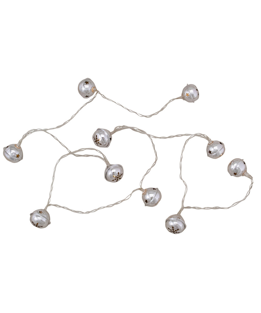 10-Count LED Silver Christmas Bells Fairy Lights, 5.5ft, Copper Wire