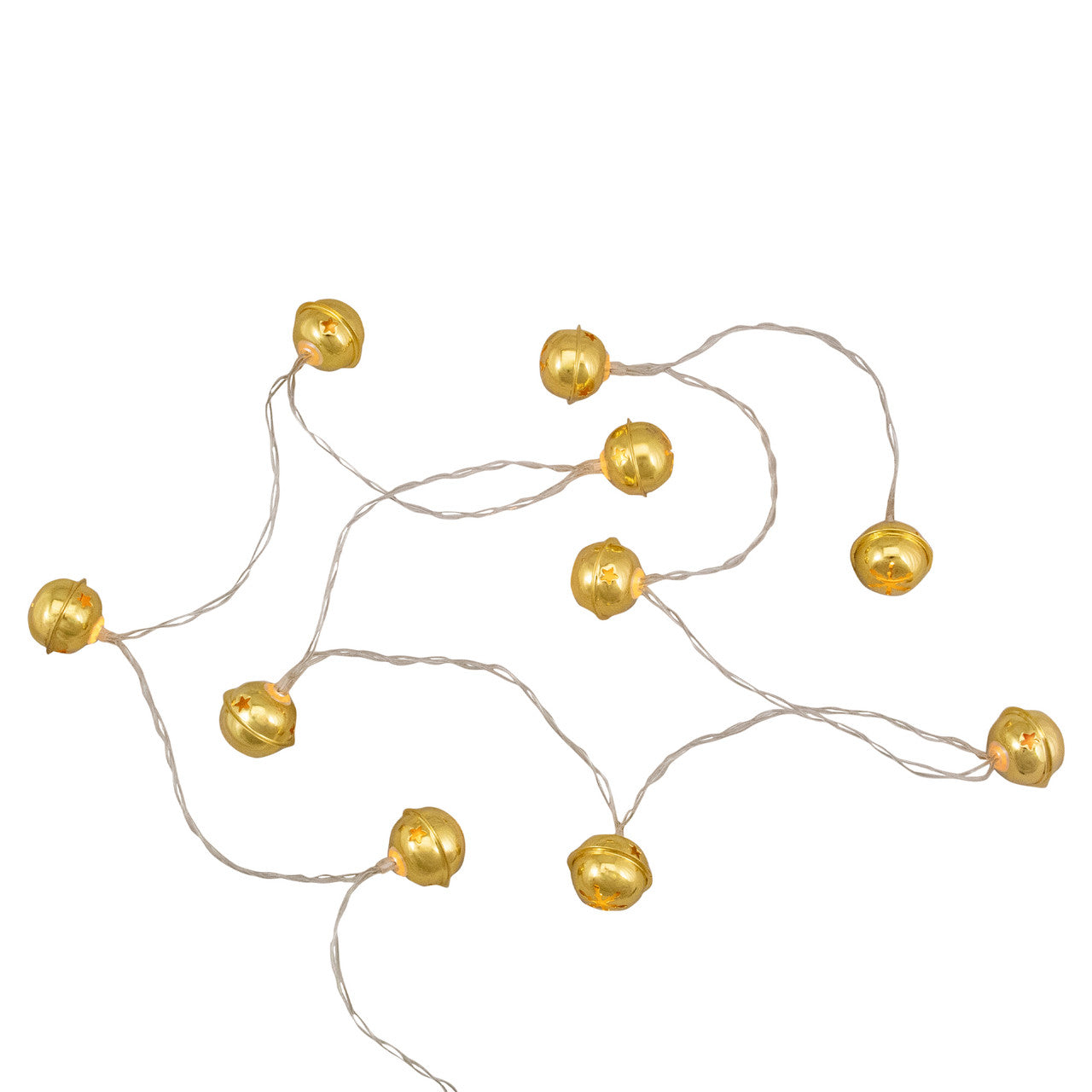 10-Count LED Gold Christmas Bells Fairy Lights, 5.5ft, Copper Wire