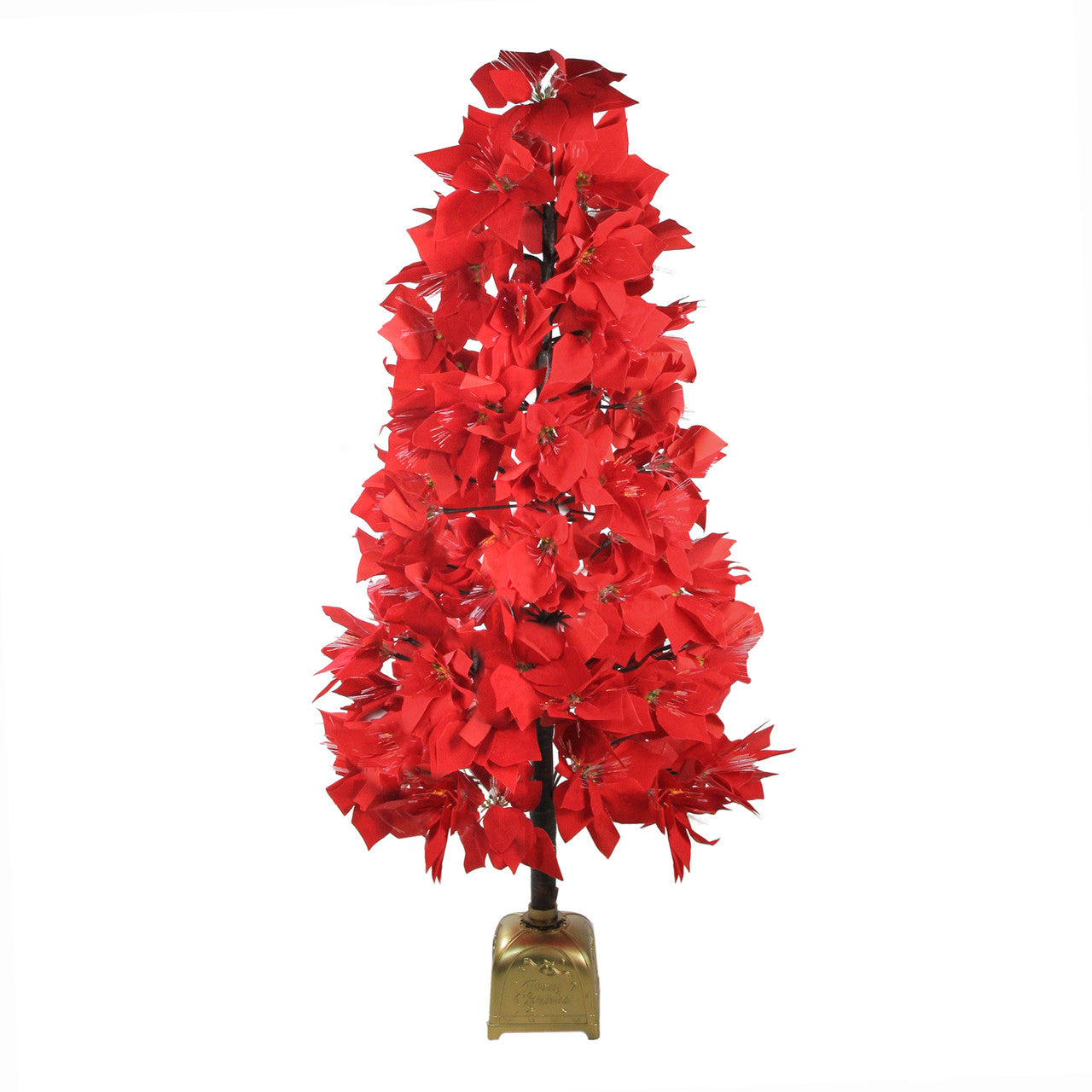 4' Pre-Lit Fiber Optic Color Changing Red Poinsettia Christmas Tree