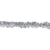 Thumbnail for 12' Shiny Silver Christmas Tinsel Garland with Holographic Snowflakes - Unlit