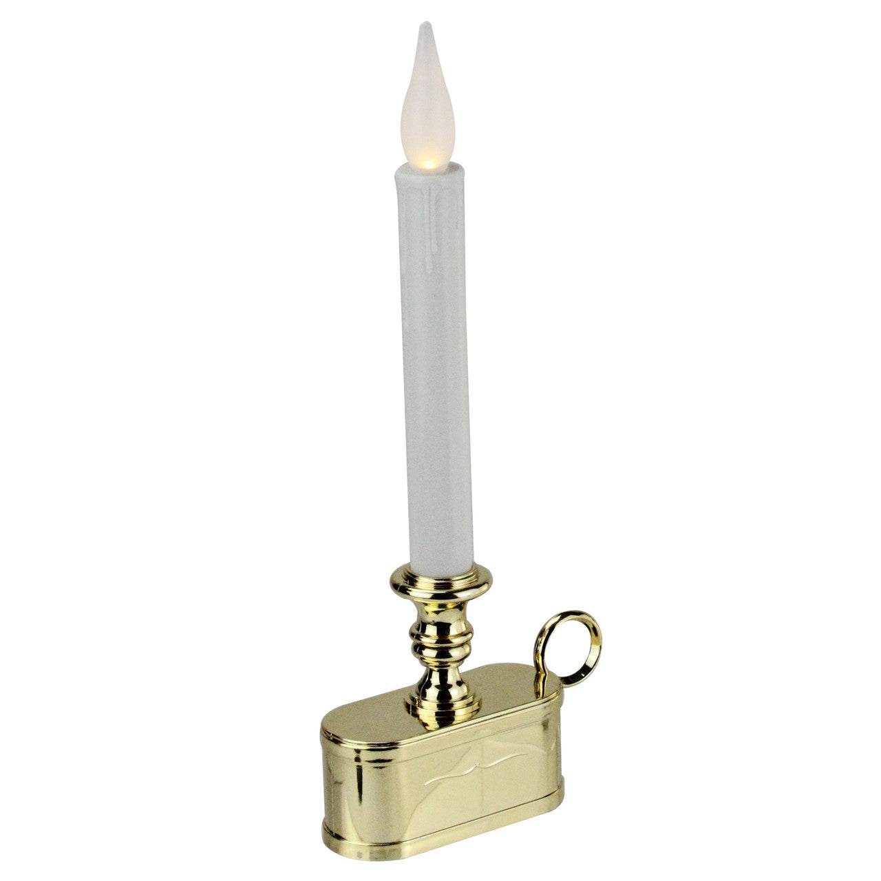 11" Battery Operated White and Gold LED Christmas Candle Lamp with Toned Base