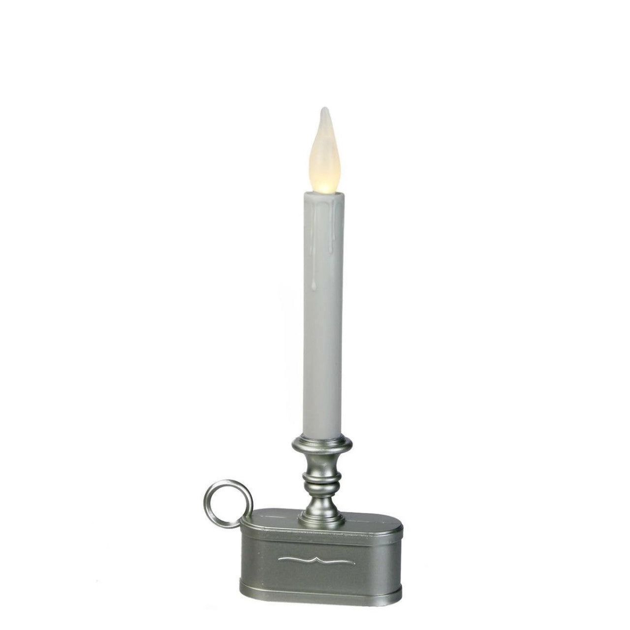 11" Pre-Lit Silver and Gray LED Christmas Candle Lamp with Toned Base