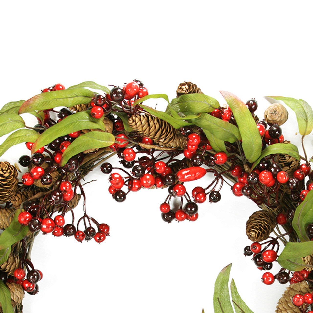 Red Berry and Pine Cone Artificial Christmas Wreath - 24-Inch, Unlit