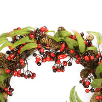 Thumbnail for Red Berry and Pine Cone Artificial Christmas Wreath - 24-Inch, Unlit