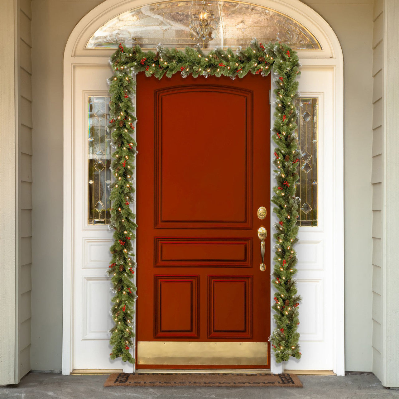 9' x 10" Pre-Lit B/O Crestwood Spruce Decorated Artificial Christmas Garland - Warm White LED Lights