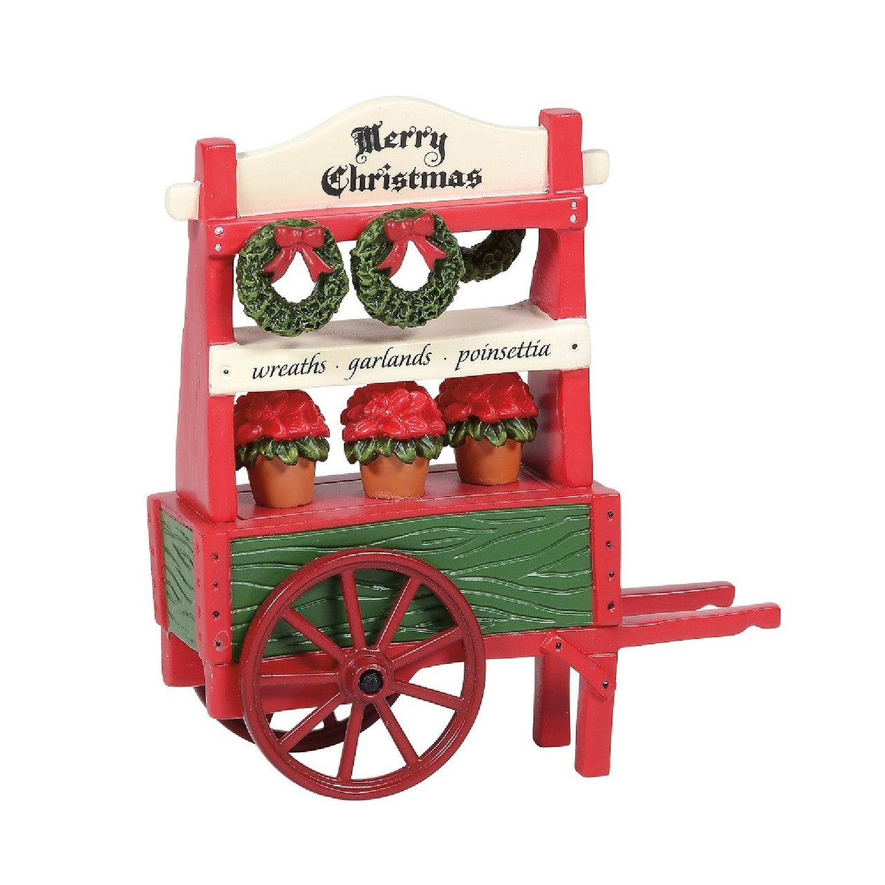 Department 56 Christmas Poinsettia Cart Village Accessory