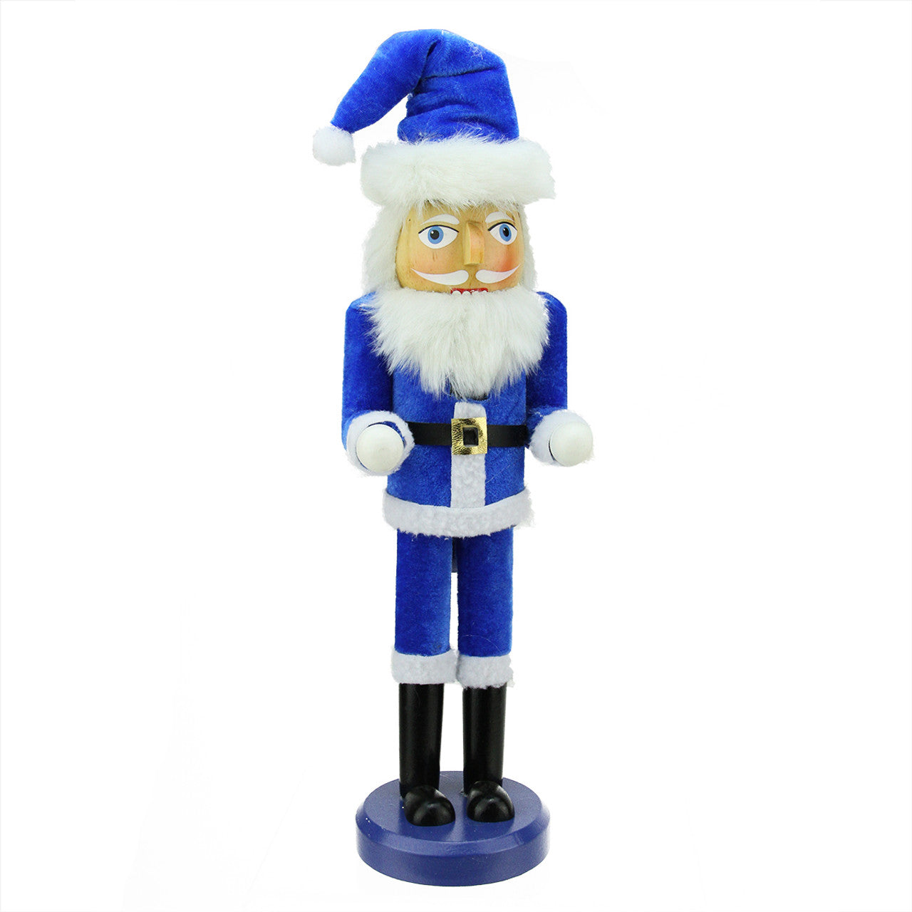 14" Decorative Blue and White Santa Wooden Holiday Nutcracker