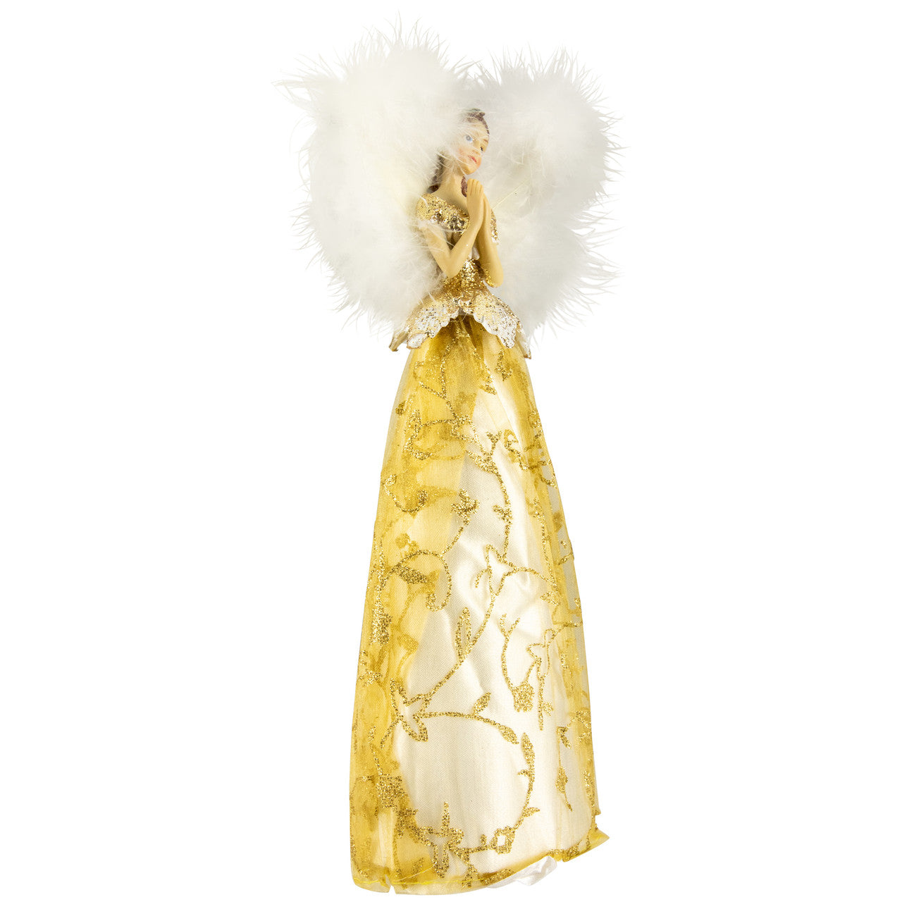 10" Gold and White Angel Christmas Tree Topper, Unlit