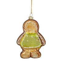 4.25-Inch Bronze and Brown Glass Gingerbread Christmas Ornament
