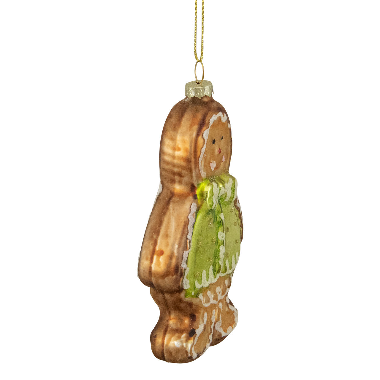 4.25-Inch Bronze and Brown Glass Gingerbread Christmas Ornament