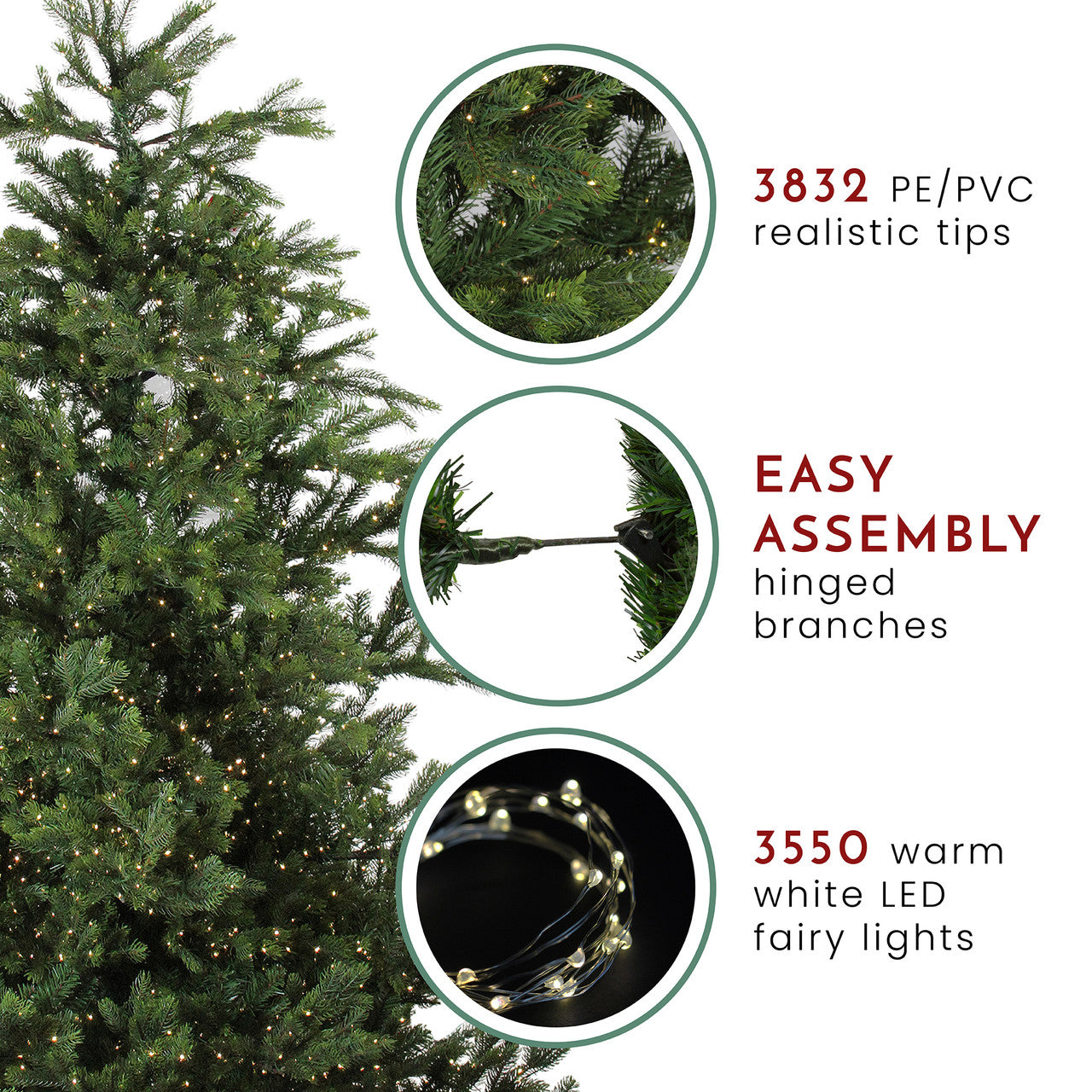 7.5' Pre-Lit Full Oregon Noble Fir Artificial Christmas Tree - Warm White LED Lights