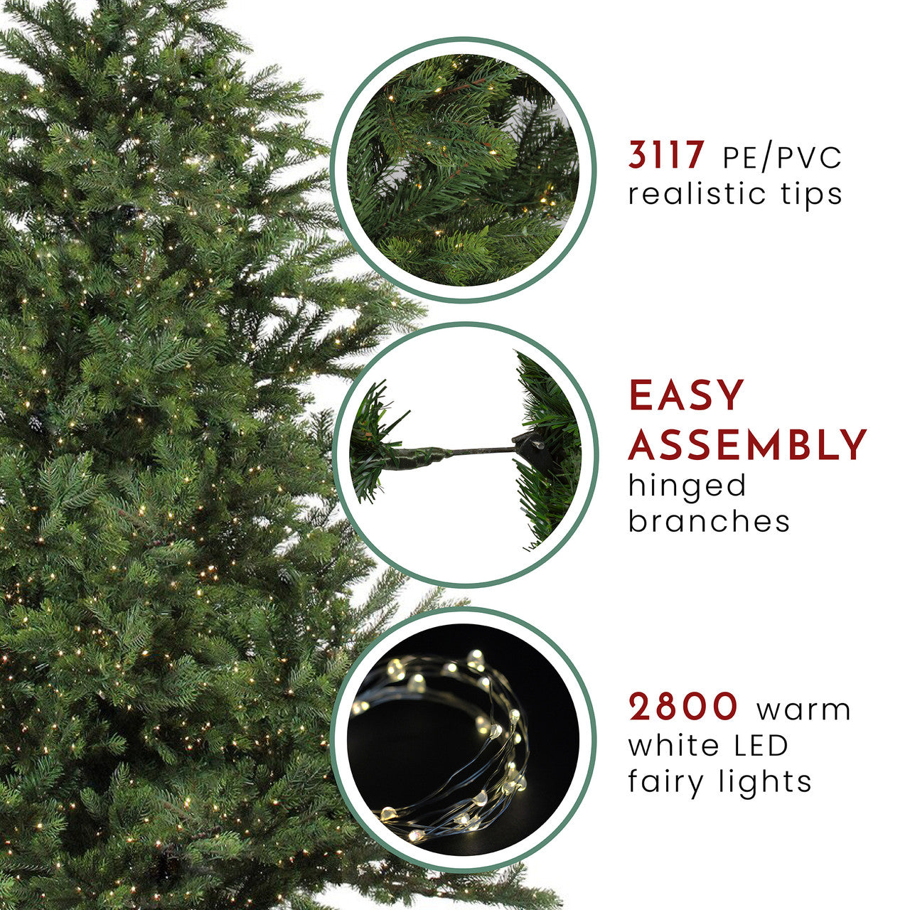 6.5' Pre-Lit Full Oregon Noble Fir Artificial Christmas Tree - Warm White LED Lights