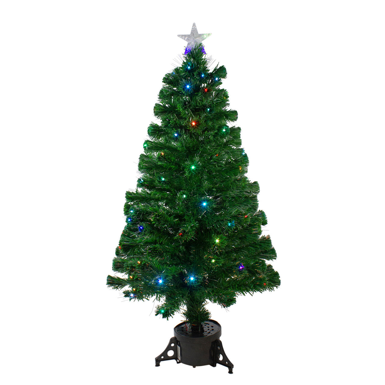 4' Pre-Lit Potted Fiber Optic Artificial Christmas Tree, Multicolor LED Lights