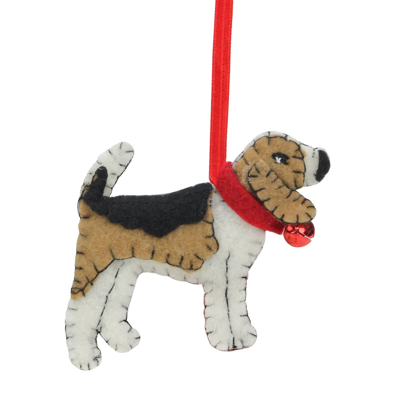 4" Cream White and Brown Plush Dog Christmas Ornament