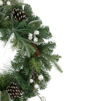 Frosted White Berry and Mixed Pine Artificial Christmas Wreath, 24-Inch, Unlit