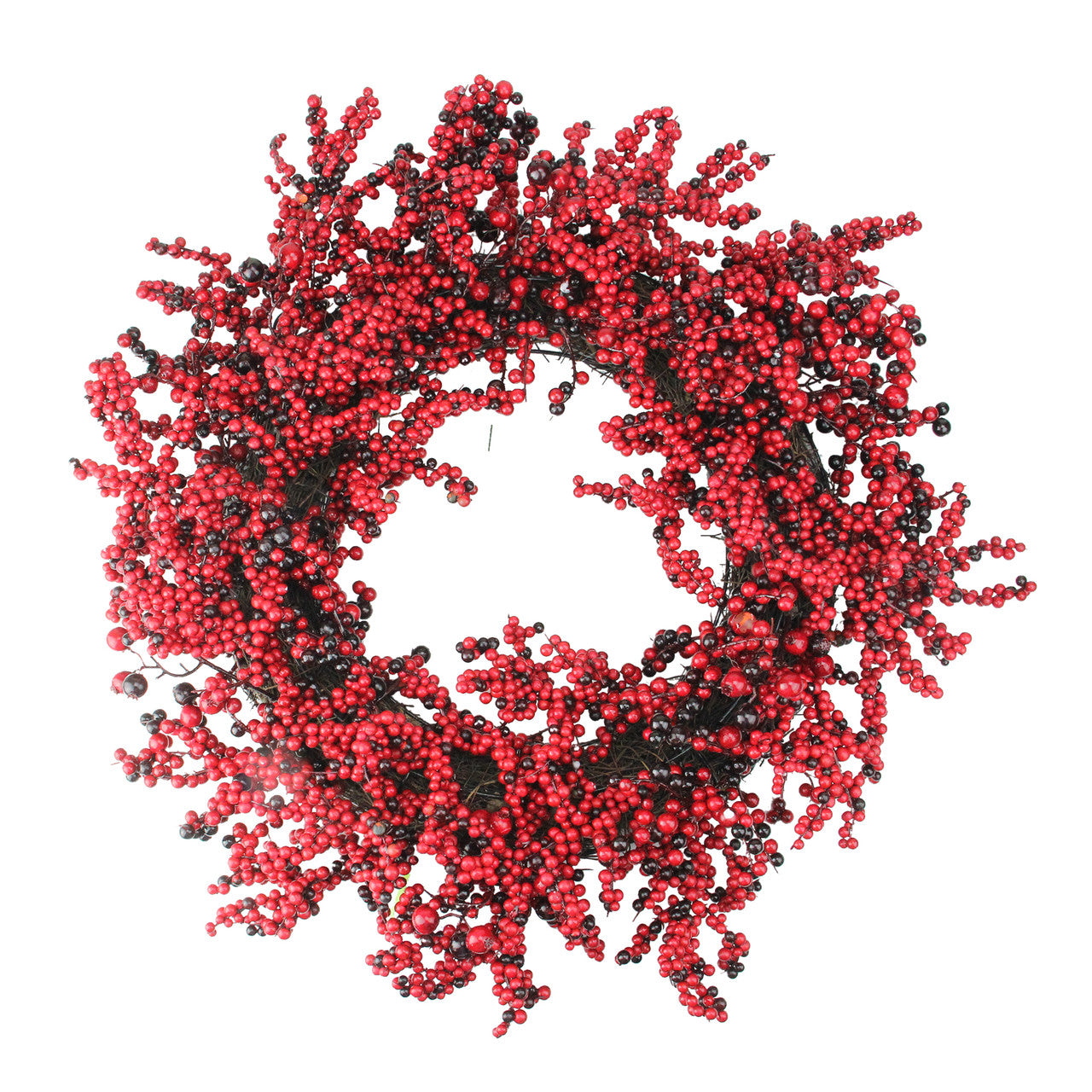 Red and Burgundy Berry Artificial Christmas Wreath, 22-Inch Unlit