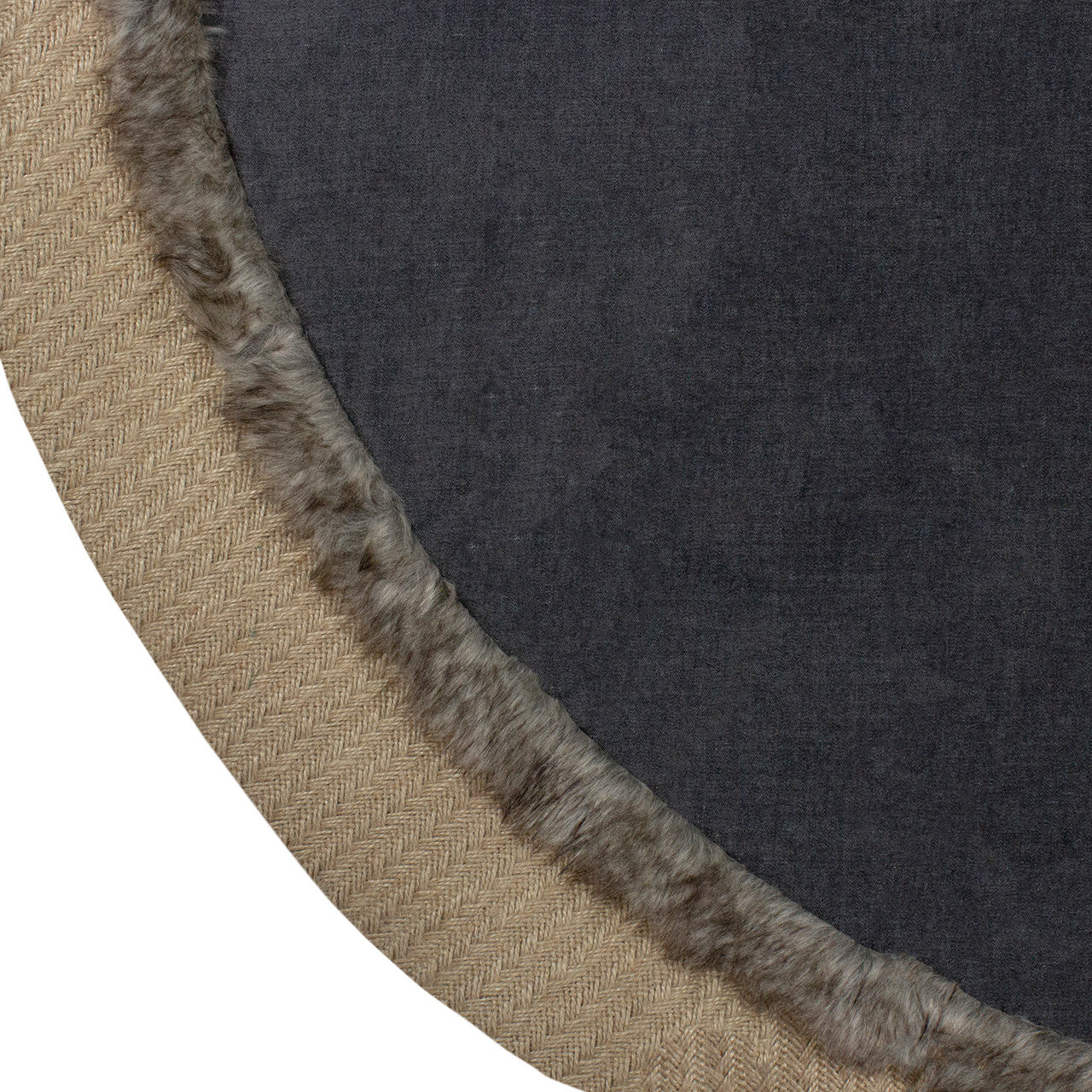 48" Rustic Burlap and Chambray Christmas Tree Skirt